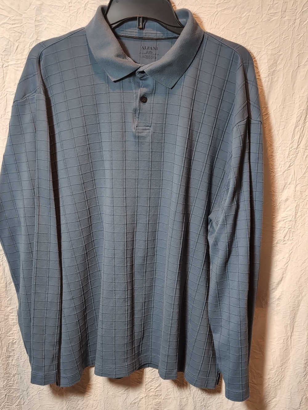 Big And Tall XXL Alfani Men’s Slate Blue Long-Sleeve Polo